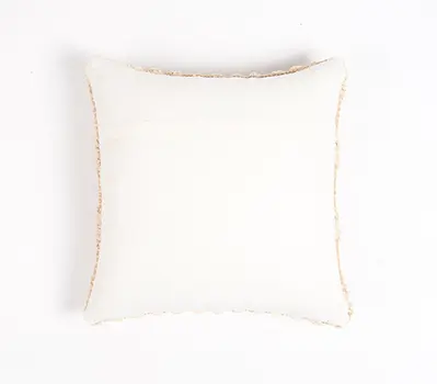 18" X 18" Beige and Ivory Zigzag Cotton Pillow Cover With Texture