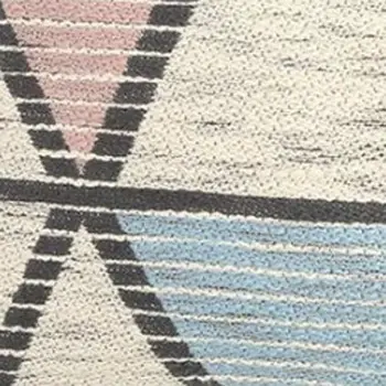 14" X 22" Ivory Gray and Pink Geometric Cotton Lumbar Throw Pillow Cover With Tassels