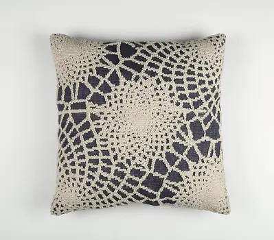 20" Blue and Ivory Hand Woven Abstract Indoor Outdoor Throw Pillow Cover With Texture