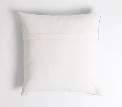 18" Blue and White Patchwork Cotton Throw Pillow Cover With Embroidery