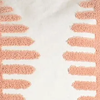 18" White and Coral Geometric Throw Pillow Cover With Tassels, Embroidered