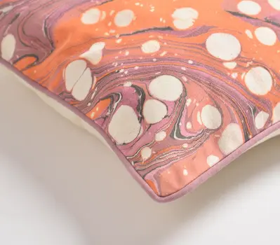 18" Pink and Orange Abstract Cotton Throw Pillow Cover