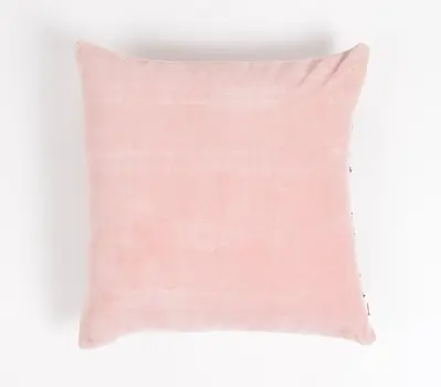 16" Pink and Brown Striped Throw Pillow Cover With Lace