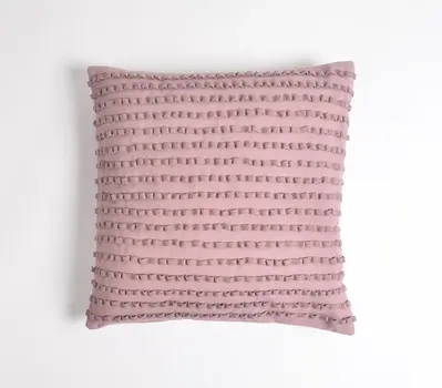 18" Purple Striped Cotton Throw Pillow Cover
