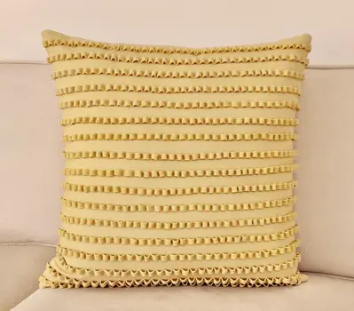 18" Yellow Striped Cotton Throw Pillow Cover