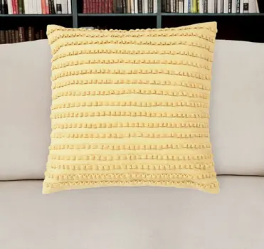 18" Yellow Striped Cotton Throw Pillow Cover