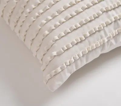 18" White Striped Cotton Throw Pillow Cover
