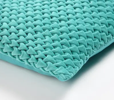 16" Blue Geometric Cotton Blend Throw Pillow Cover