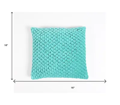 16" Blue Geometric Cotton Blend Throw Pillow Cover