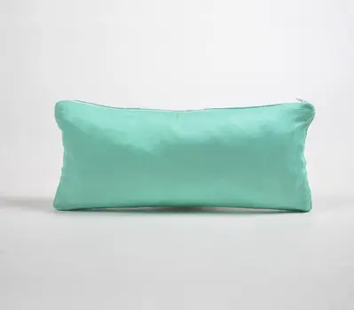 6" X 14" Blue Green Paisley Cotton Throw Pillow Cover With Embroidery
