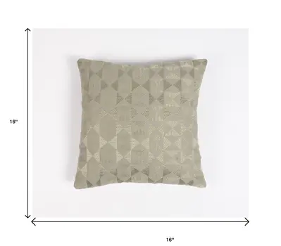 16" Pink Geometric Cotton Throw Pillow Cover With Embroidery