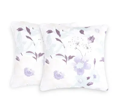 Set of Two 18" Purple and White Cotton Throw Pillow Covers