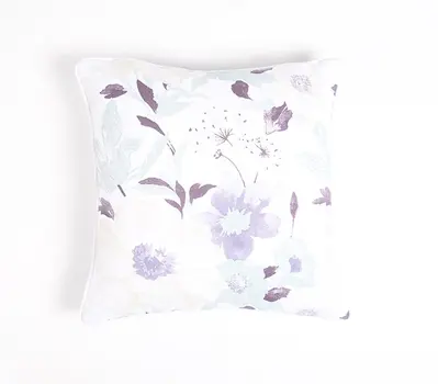 Set of Two 18" Purple and White Cotton Throw Pillow Covers
