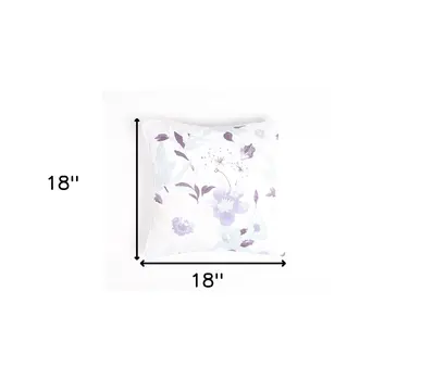 Set of Two 18" Purple and White Cotton Throw Pillow Covers