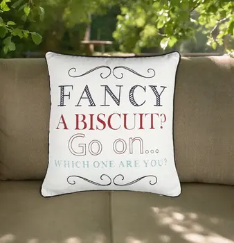 16" Black and White Handmade Text Indoor Outdoor Throw Pillow Cover