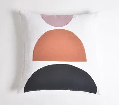 18" Black and White Patchwork Cotton Throw Pillow Cover
