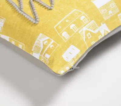 13" X 17" Yellow and White Abstract Cotton Throw Pillow Cover