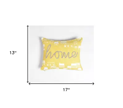 13" X 17" Yellow and White Abstract Cotton Throw Pillow Cover