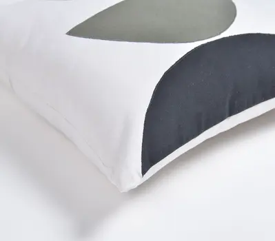 18" Green and White Patchwork Cotton Throw Pillow Cover With Embroidery