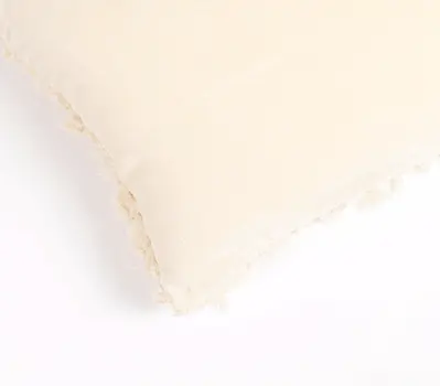 12" X 20" Off White Cotton Blend Throw Pillow Cover With Tassels