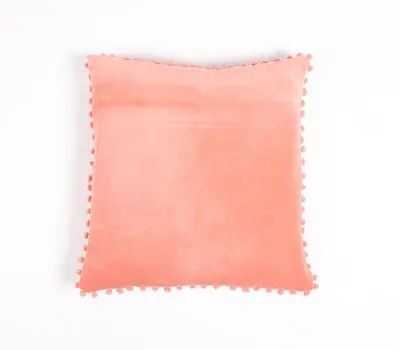 18" Brown Cotton Blend Throw Pillow Cover With Fringe