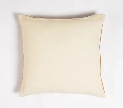 18" Beige and White Striped Cotton Throw Pillow Cover