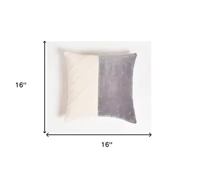 16" Gray and White Geometric Cotton Throw Pillow Cover