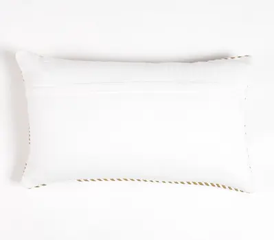 11" X 19" Brown and White Striped Cotton Throw Pillow Cover