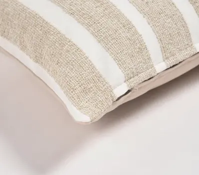 12" X 20" Brown and White Striped Cotton Throw Pillow Cover