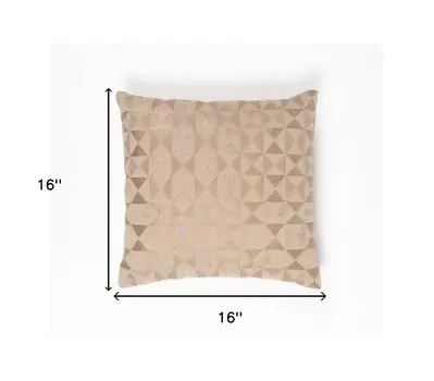 16" Pink Geometric Cotton Throw Pillow Cover With Embroidery