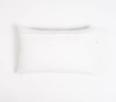 12" X 20" Green and White Geometric Cotton Throw Pillow Cover With Embroidery