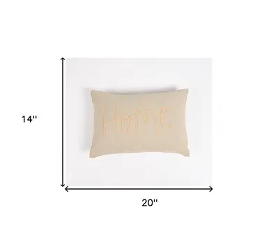 14" X 20" Brown and Orange Cotton Throw Pillow Cover With Embroidery