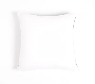 18" Blue and White Striped Cotton Throw Pillow Cover With Fringe
