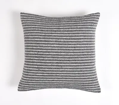 18" Black and White Striped Cotton Throw Pillow Cover