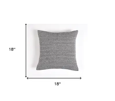 18" Black and White Striped Cotton Throw Pillow Cover