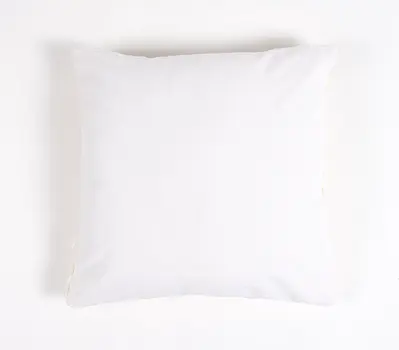 18" Yellow and White Striped Cotton Throw Pillow Cover With Fringe