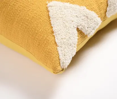 21" Yellow and White Diamond Cotton Throw Pillow Cover