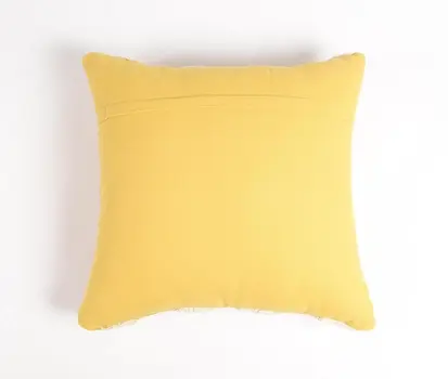 21" Yellow and White Diamond Cotton Throw Pillow Cover