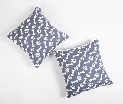 Set of Two 18" Black Cotton Throw Pillow Covers