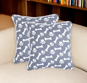 Set of Two 18" Black Cotton Throw Pillow Covers