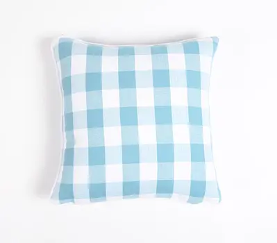 Set of Two 18" Blue and White Cotton Throw Pillow Covers