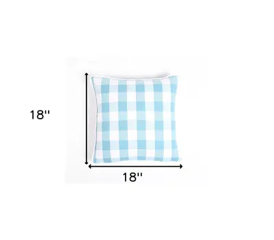 Set of Two 18" Blue and White Cotton Throw Pillow Covers