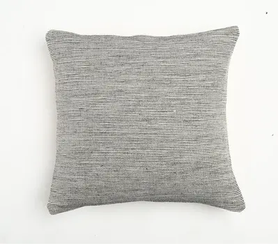 20" Beige and Gray Weave Cotton Throw Pillow Cover