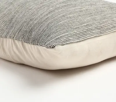 20" Beige and Gray Weave Cotton Throw Pillow Cover