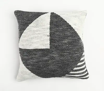 20" Gray and White Abstract Cotton Throw Pillow Cover