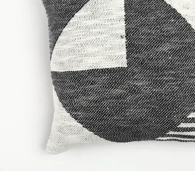 20" Gray and White Abstract Cotton Throw Pillow Cover
