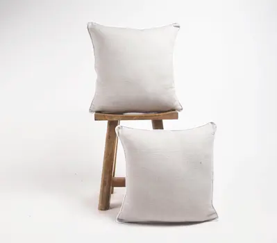 Set of Two 18" Gray Cotton Throw Pillow Covers