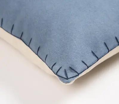 16" Blue Wool Throw Pillow Cover