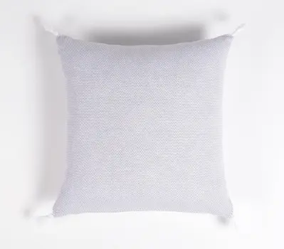Set of Two 16" Gray Cotton Throw Pillow Covers with Tassels