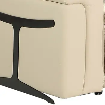 Beige Italian Leather Modular L Shaped Six Piece Corner Sectional With Console